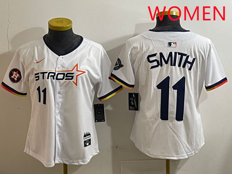 Women Houston Astros #11 Smith White three generations Joint Name Nike 2025 MLB Jersey style 5